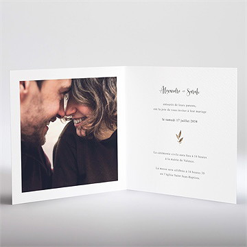 Faire-part mariage virevoltant plié dorure - Intérieur du faire-part