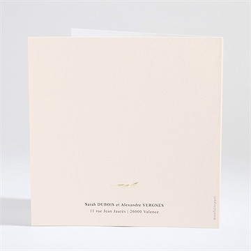 Faire-part mariage virevoltant plié dorure - Dos du faire-part