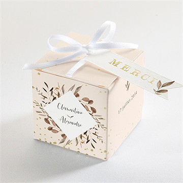 Boîte de dragées mariage virevoltant dorure