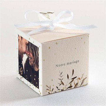 Boîte de dragées mariage virevoltant dorure - Dos de la boîte