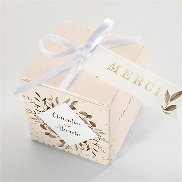 Boîte de dragées mariage virevoltant dorure - Dessus de la boîte