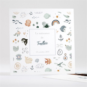 Faire-part naissance poisson carré