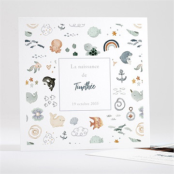Faire-part naissance poisson carré