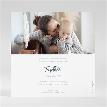 Faire-part naissance poisson carré - dos de la carte