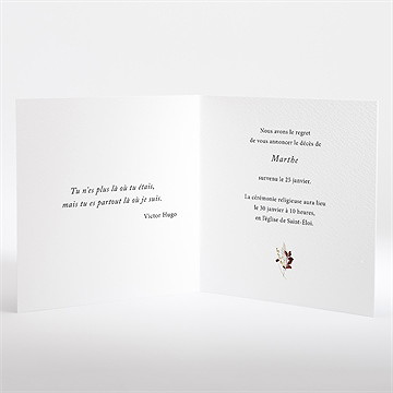Faire-part décès fleurs d'aquarelle - Intérieur du faire-part