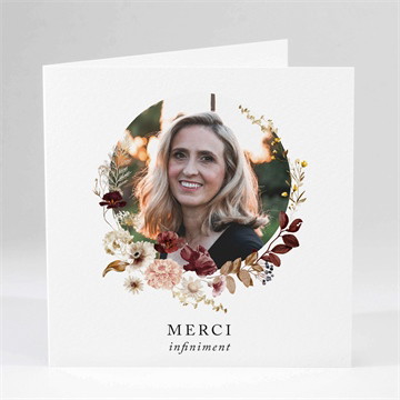 Remerciement décès fleurs d'aquarelle carré plié