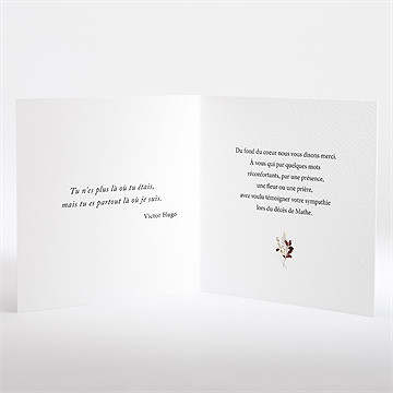 Remerciement décès fleurs d'aquarelle carré plié - Intérieur du faire-part