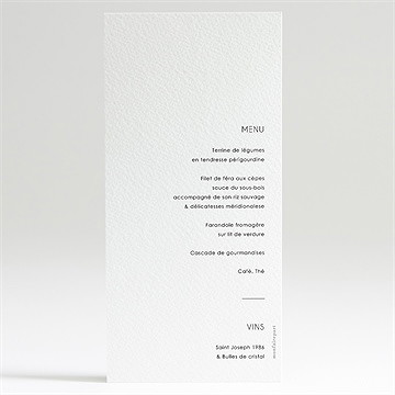 Menu mariage tendance - Dos du menu