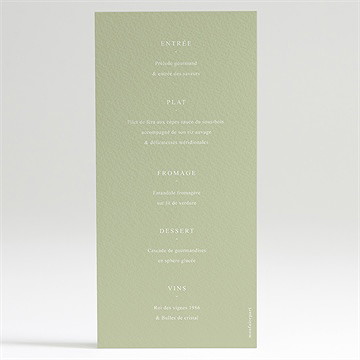 Menu mariage tendre elegance - Dos du menu