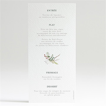 Menu mariage thème noël - Dos du menu