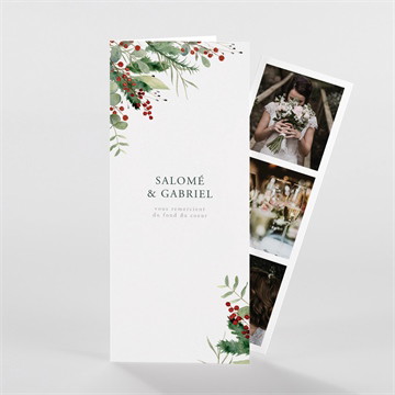 Remerciement mariage thème noël plié