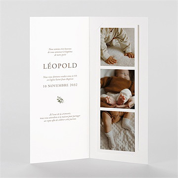 Faire-part de baptême renard en forêt - Intérieur du faire-part