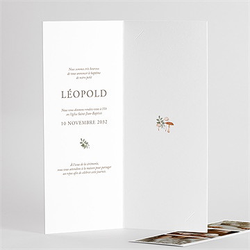 Faire-part de baptême renard en forêt - Intérieur du faire-part