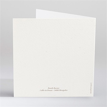 Faire-part de baptême renard en forêt gaufrage - Dos du faire-part