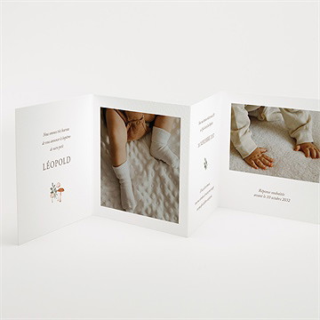 Faire-part de baptême renard en forêt accordéon - Intérieur du faire-part