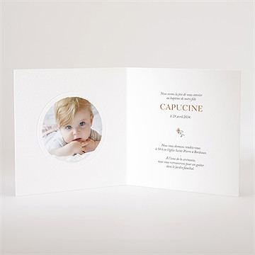 Faire-part de baptême douces colombes - Intérieur du faire-part