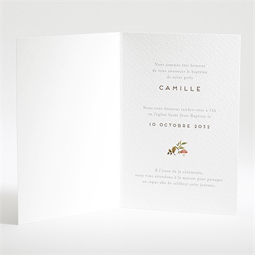 Faire-part de baptême renardeau - Intérieur du faire-part