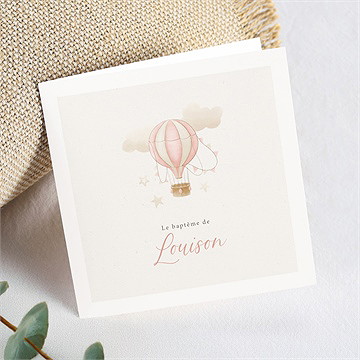 Faire-part de baptême la montgolfière plié