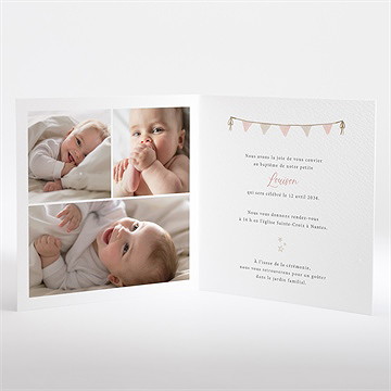 Faire-part de baptême la montgolfière plié - Intérieur du faire-part