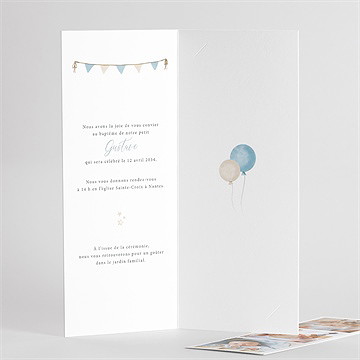 Faire-part de baptême ma montgolfière - Intérieur du faire-part