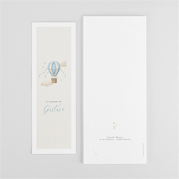 Faire-part de baptême ma montgolfière - Dos du faire-part
