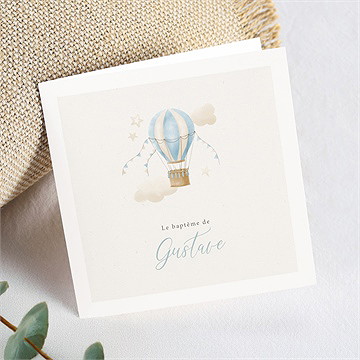 Faire-part de baptême ma montgolfière plié