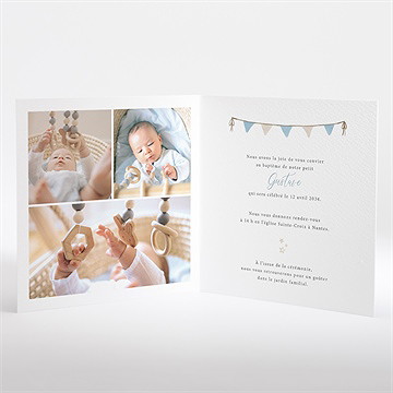 Faire-part de baptême ma montgolfière plié - Intérieur du faire-part