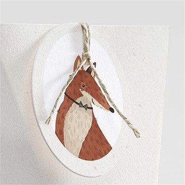 Boîte de dragées baptême renard étui - Détail de la boîte