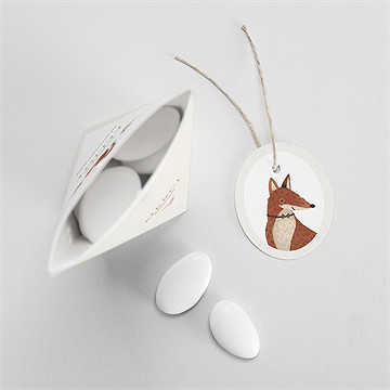 Boîte de dragées baptême renard étui - Intérieur de la boîte