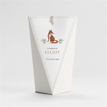 Boîte de dragées baptême renard étui - Dos de la boîte