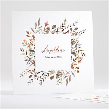 Faire-part naissance jolies fleurs séchées