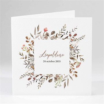 Faire-part naissance fleurs sechees plié