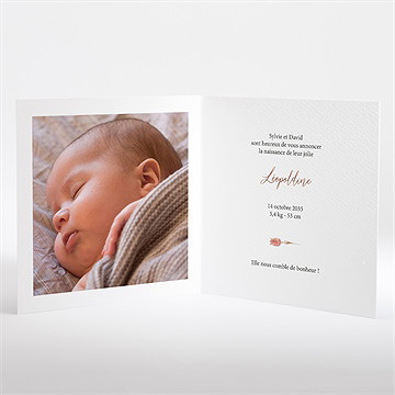 Faire-part naissance fleurs sechees plié - Intérieur du faire-part