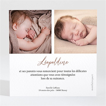 Remerciement naissance jolies fleurs séchées - Dos de la carte