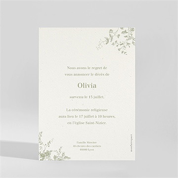 Faire-part décès l'arbre de vie - Dos du faire-part