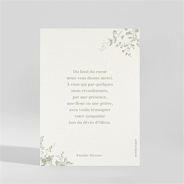 Remerciement décès l'arbre de vie - Dos de la carte