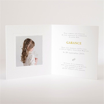 Faire-part communion en vérité gaufrage - Intérieur du faire-part