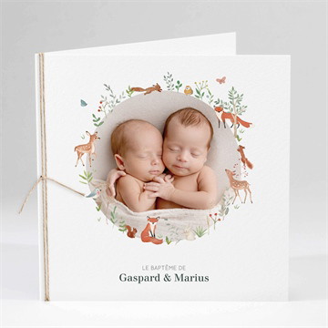 Faire-part de baptême forêt étui
