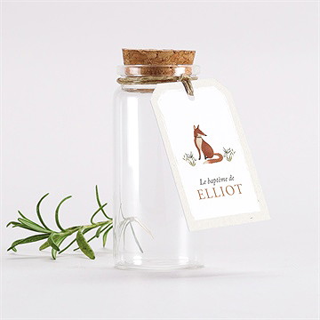 Mignonette baptême renard étiquette
