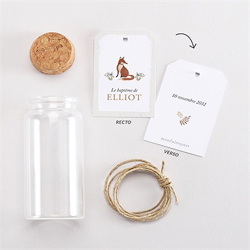 Mignonette baptême renard étiquette - Vue d'ensemble