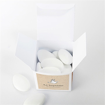 Boîte de dragées baptême pictos jumeaux - Intérieur de la boîte