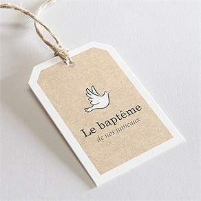 Etiquette baptême pictos jumeaux