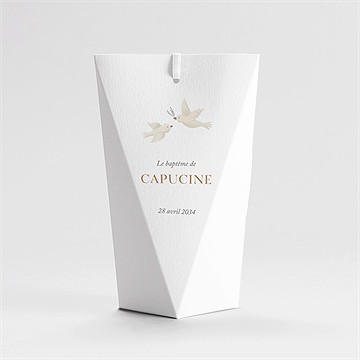 Boîte de dragées baptême douces colombes étui - Dos de la boîte