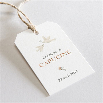 Etiquette baptême douces colombes