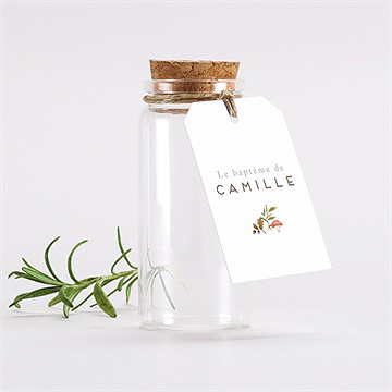 Mignonette baptême renardeau étiquette