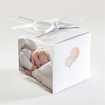 Boîte de dragées baptême la montgolfière - Dos de la boîte