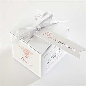 Boîte de dragées baptême la montgolfière - Dessus de la boîte