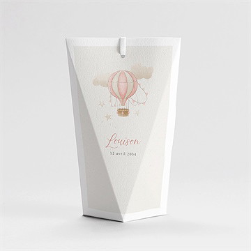 Boîte de dragées baptême la montgolfière étui - Dos de la boîte