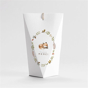 Boîte de dragées baptême renardeau étui - Dos de la boîte