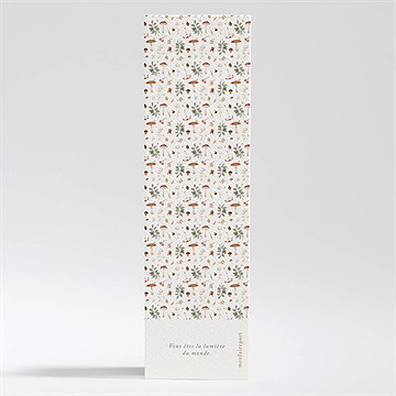 Signet baptême renard en forêt - Dos du signet